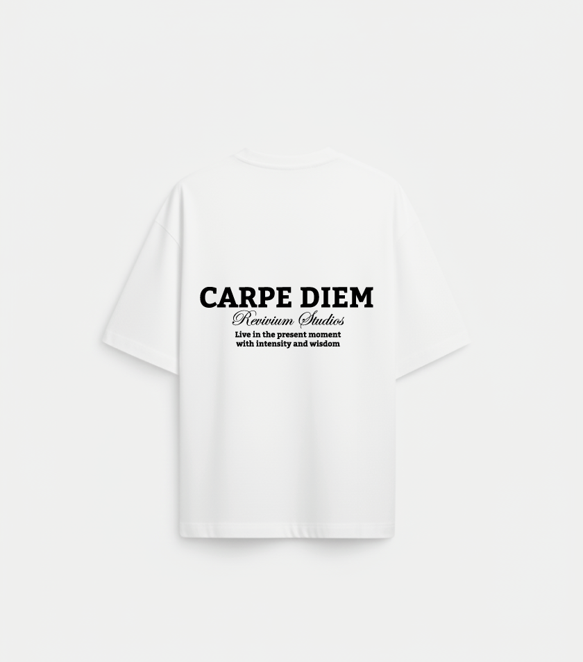 Camiseta Boxy Fit Carpe Diem - Blanca