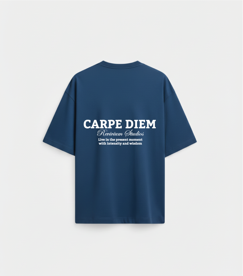 Camiseta Boxy Fit Carpe Diem - Azul