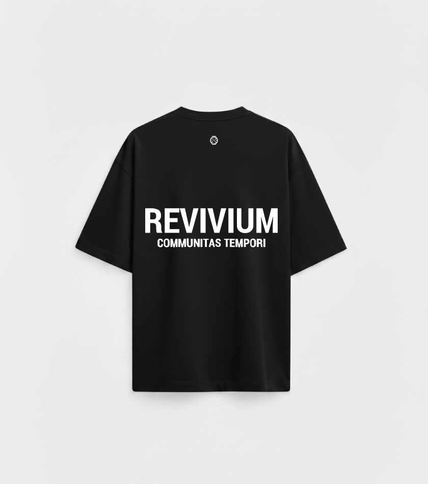 Camiseta Regular Fit Communitas Tempori - Negra