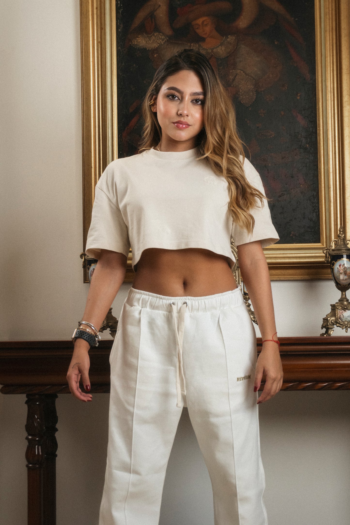 Crop Top Oversize Primer Aniversario - Habano