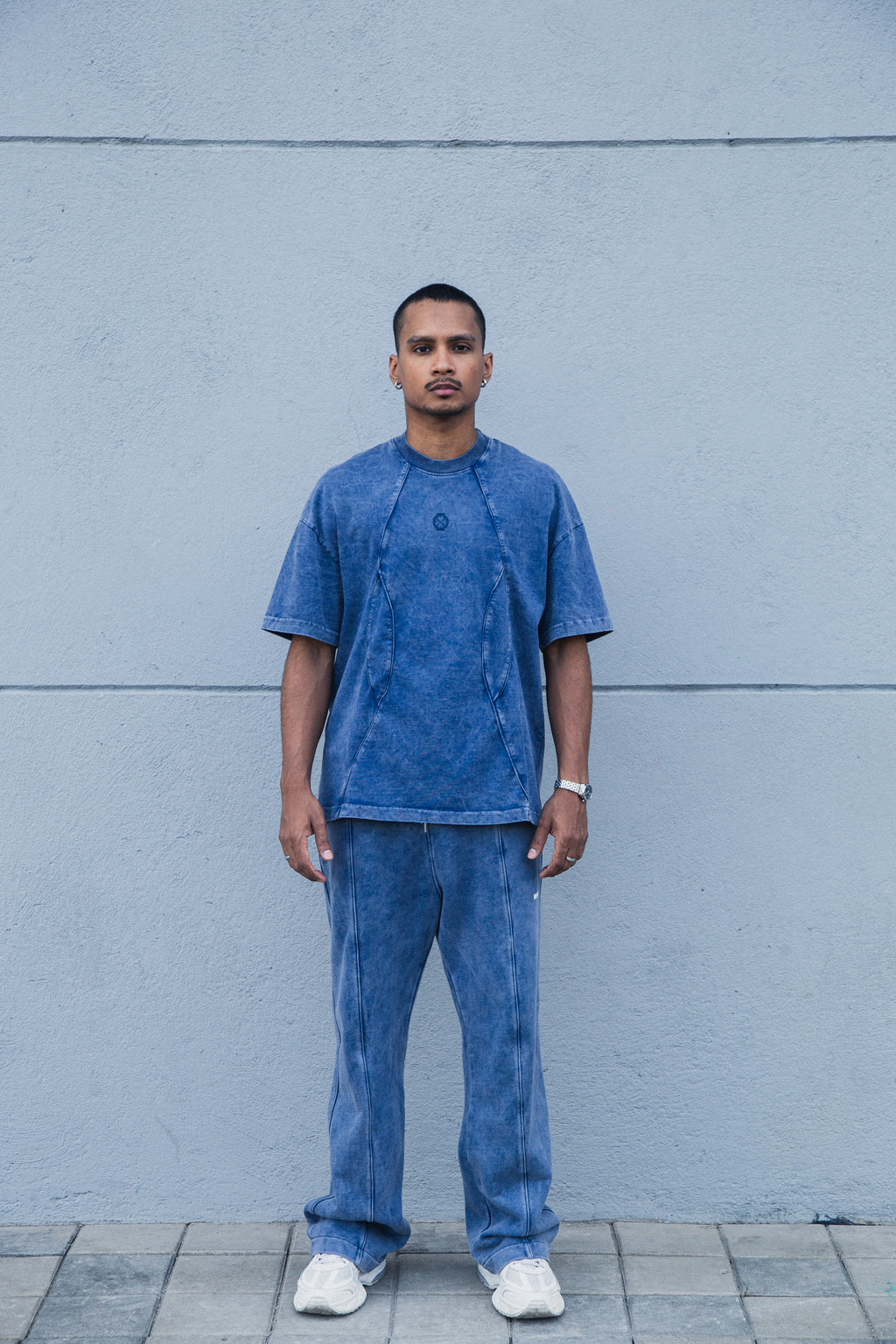 Camiseta Old Washed Logo - Azul