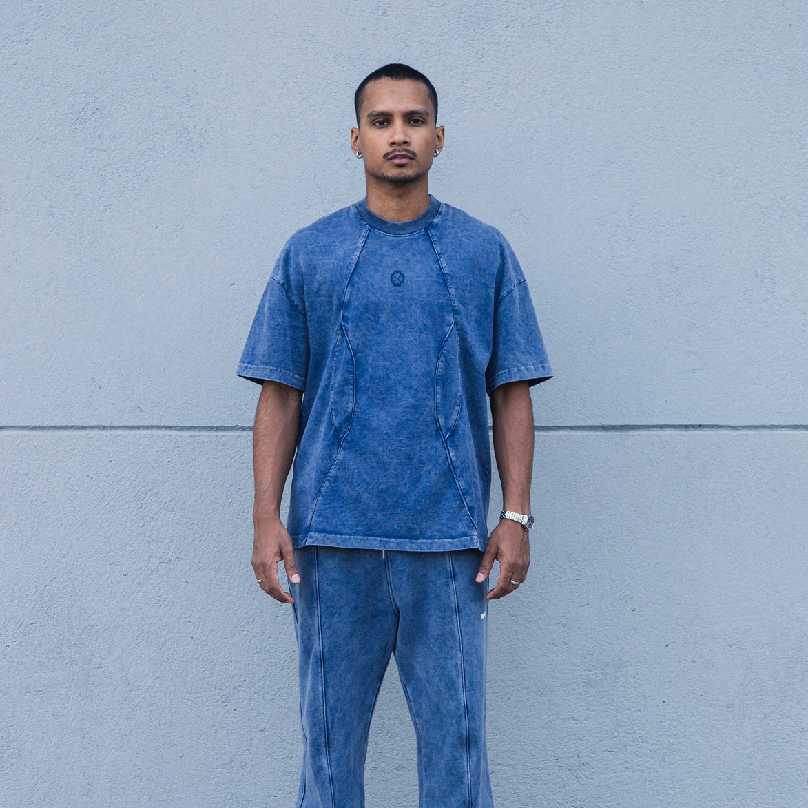 Camiseta Old Washed Logo - Azul