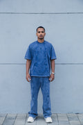 Camiseta Old Washed Logo - Azul