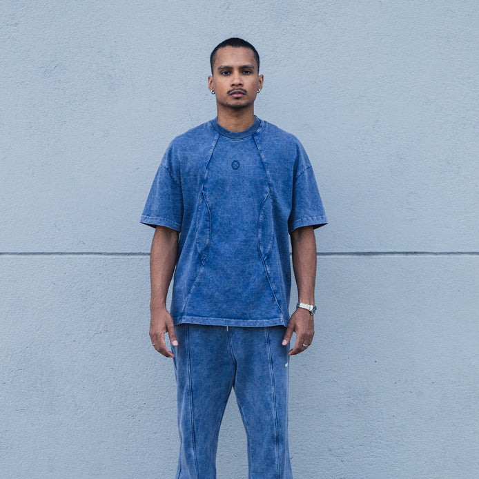 Camiseta Old Washed Logo - Azul
