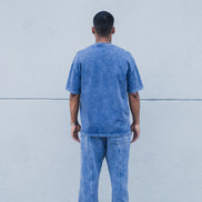 Camiseta Old Washed Logo - Azul
