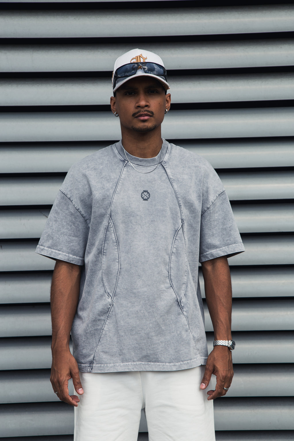 Camiseta Old Washed Logo - Gris Claro