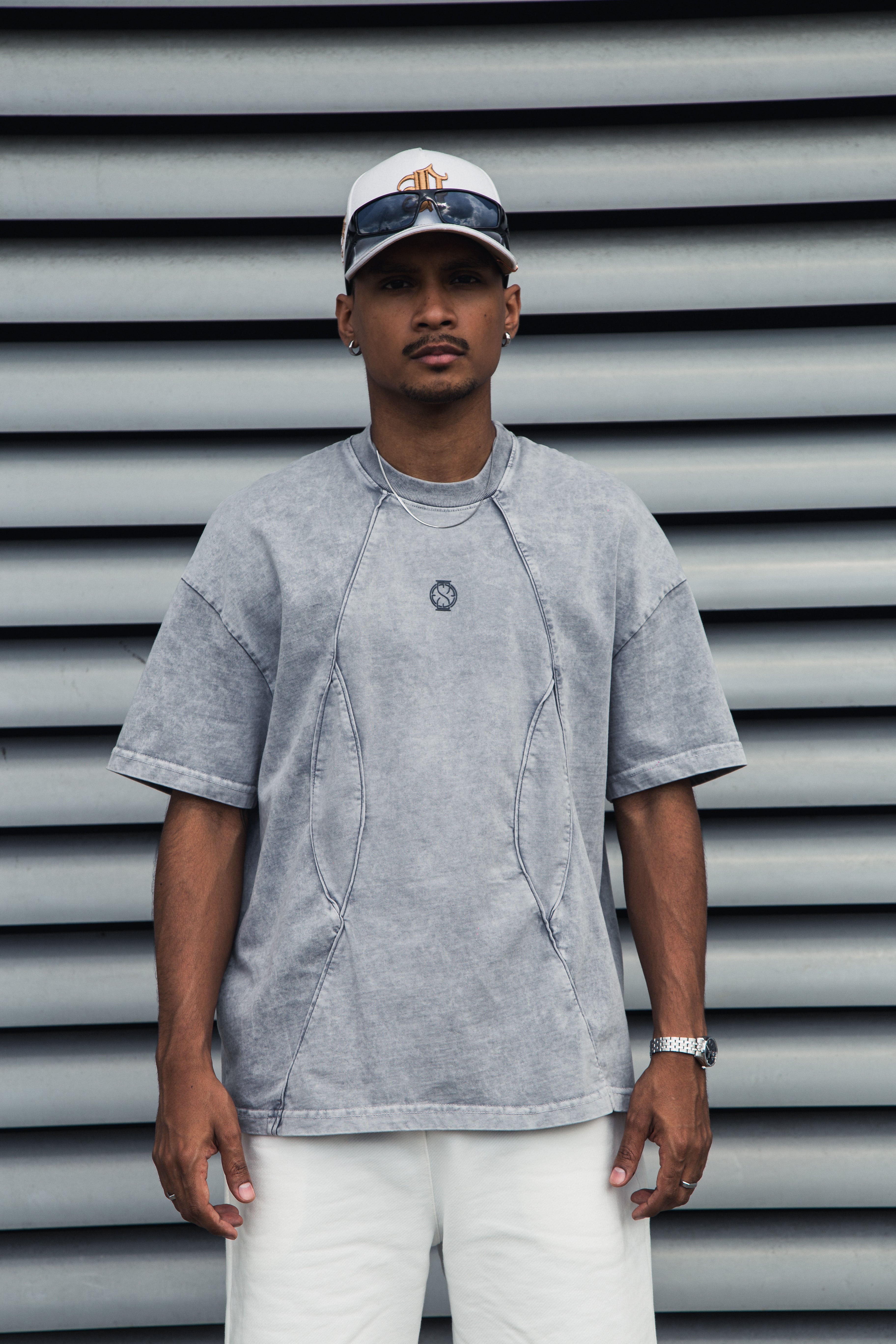 Camiseta Old Washed Logo - Gris Claro